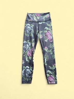 ✨Black leggings with purple and green floral print✨
